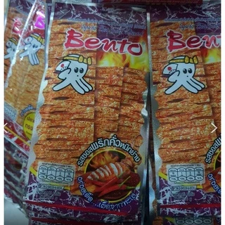Bento เบนโตะ ปลาหมึกอบปรุงรส หมึกอบทรงเครื่อง มี 3 รส หมึกทรงเครื่อง / หมึกปรุงรส / รสซอสพริกคั่วหมึกย่าง แผง 12ซอง