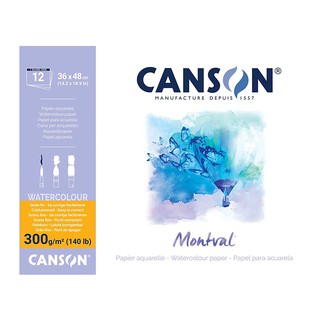 Canson(แคนสัน) สมุดมอลวัลยึดกาวด้านข้าง หนา 300g ขนาด 36×48 ซม. ผิวกึ่งหยาบ บรรุจ 12 แผ่น C200 807 321