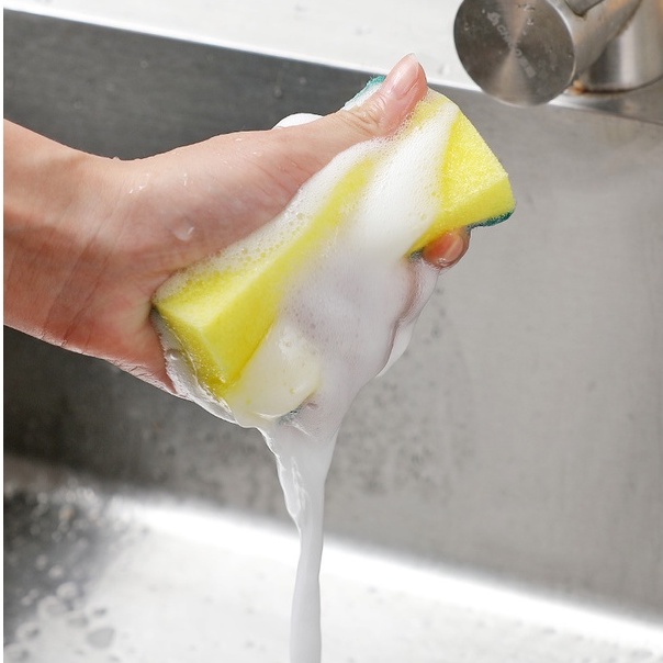 ✅พร้อมส่งจากไทย ส่งไว ถูกที่สุด ✅ ฟองน้ำล้างจาน ฟองน้ำหนานุ่ม แผ่นขัดถูไฟเบอร์แข็งแรงช่วยให้ทำความสะอาดได้ดีขึ้น รุ่นA17 - รูปที่ 4