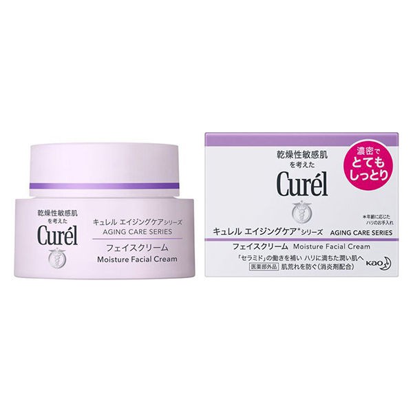 Curel Aging Care Series Moisture Cream 40g ครีมบำรุงผิวหน้า ลดเลือนริ้วรอย สำหรับผิวแพ้ง่ายโดยเฉพาะ