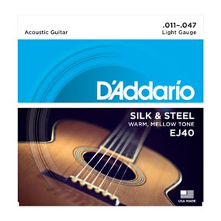 สายกีตาร์โปร่ง DAddario EJ40 Silk and Steel Folk Acoustic Light 11-47