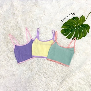 basic crop top เสื้อสายเดี่ยวทรงเบสิคตัดขอบสลับสี