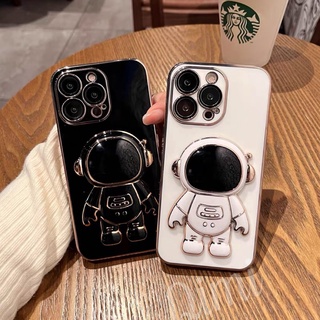 เคสกันกล้อง ขอบทอง พร้อมขาตั้งอวกาศ สำหรับ ไอโฟน 7plus 8plus 11 12 12Pro 12Promax 13 13Pro 13Promax เคสไอโฟน 12 Pro max