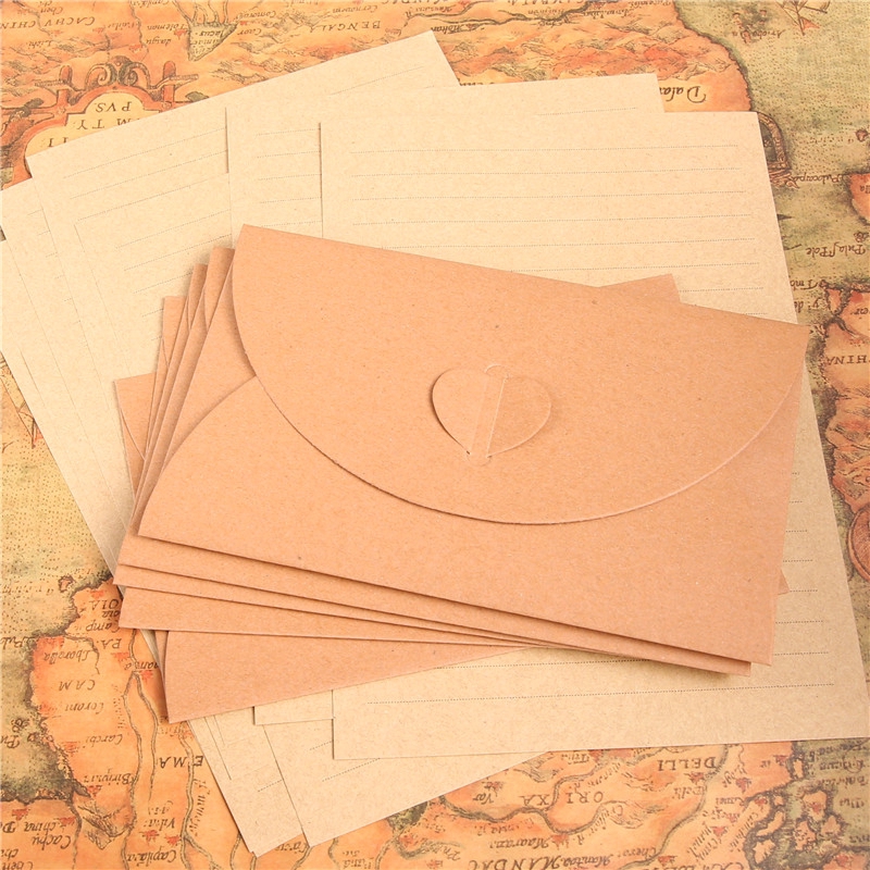 ซองจดหมายกระดาษคราฟท์ รูปหัวใจ แนวนอน สไตล์โรแมนติก เรโทร มี 10 ชิ้น - รูปที่ 5