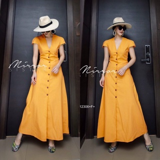 ME12306 Maxi Dress แม็กซี่เดรสแขนกุดคลุมไหล่ กระดุมหน้างานผ้าซาร่า สีพื้น เนื้อผ้ามีน้ำหนัก ทิ้งตัวสวย ใส่ได้บ่อยๆ พร้อม