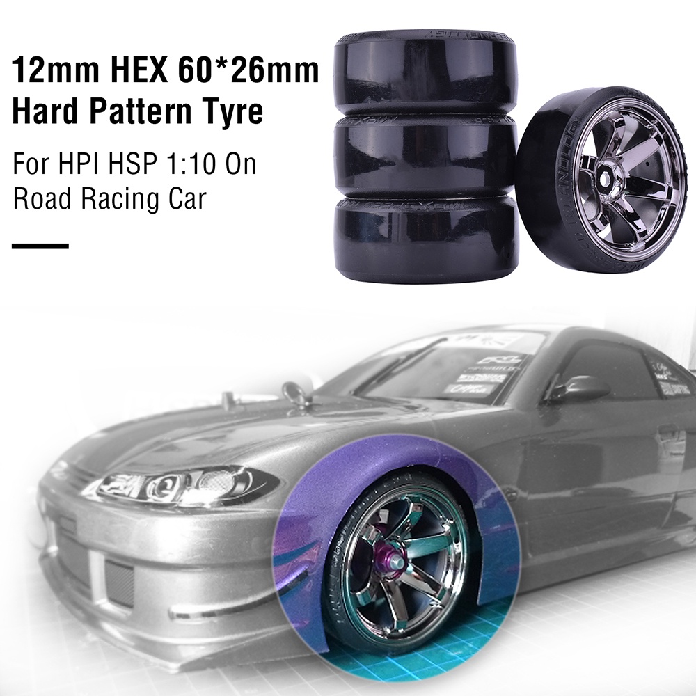 Austar ยางล้อรถดริฟท์ พลาสติกแข็ง ขอบแบน สําหรับรถบังคับ 1:10 Traxxas Traxxsa HSP 4 ชิ้น 1/10