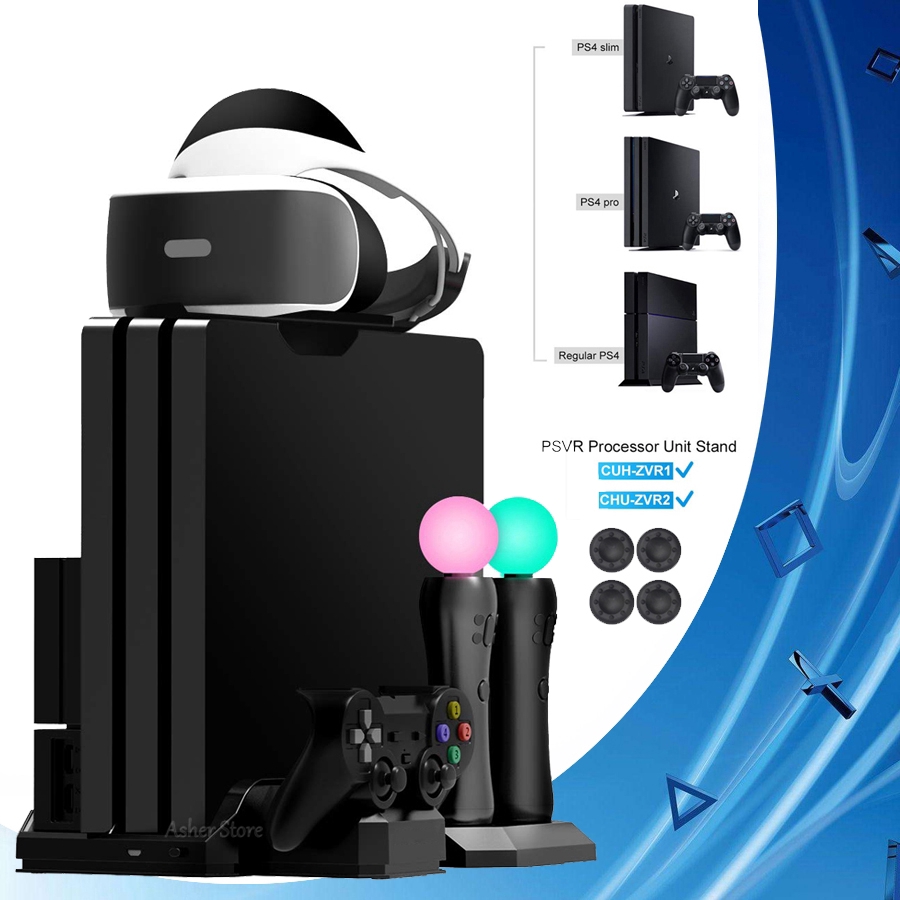 แท่นชาร์จพัดลมระบายความร้อน ps 4 pro slim/ps vr move vertical สําหรับ sony playstation 4 & psvr move