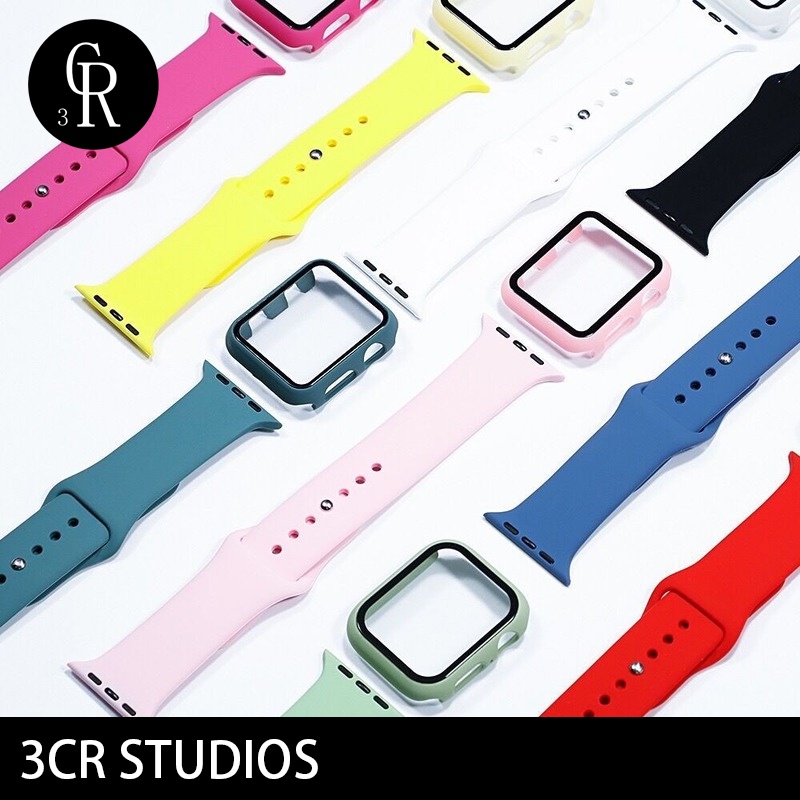 【Case+Strap】สายนาฬิกาข้อมือซิลิโคน สําหรับ Apple Watch Series S1 S2 S3 S4 S5 S6 Sport Band 38 40 42 44 Band