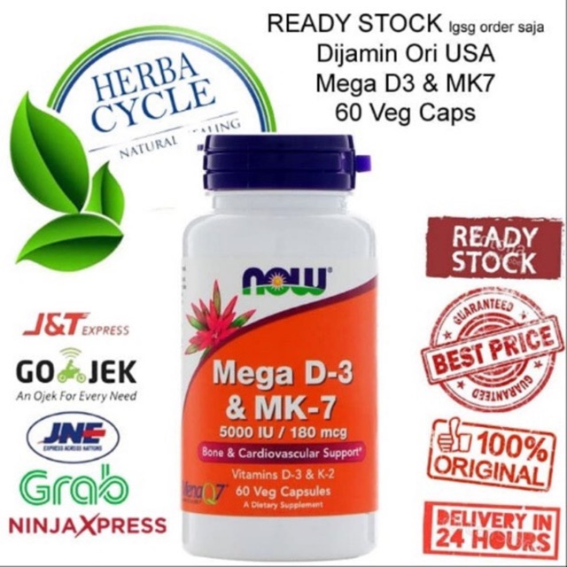 💥pre order💥🇺🇸 Now Foods Mega D-3 & MK-7, 5000 IU / 180 mcg, 60 Veg Capsules