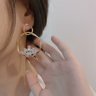 925 silver needle round zircon flower earrings Korea Dongdaemun earrings temperament personality earrings women for girl