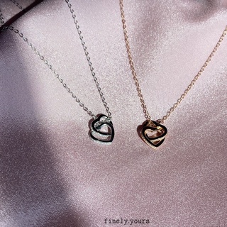 finely.yours 925 Stering Silver Jewelry| สร้อยคอเงินแท้ รูปหัวใจคู่ ประดับเพชร CZ // Eternal Love Necklece