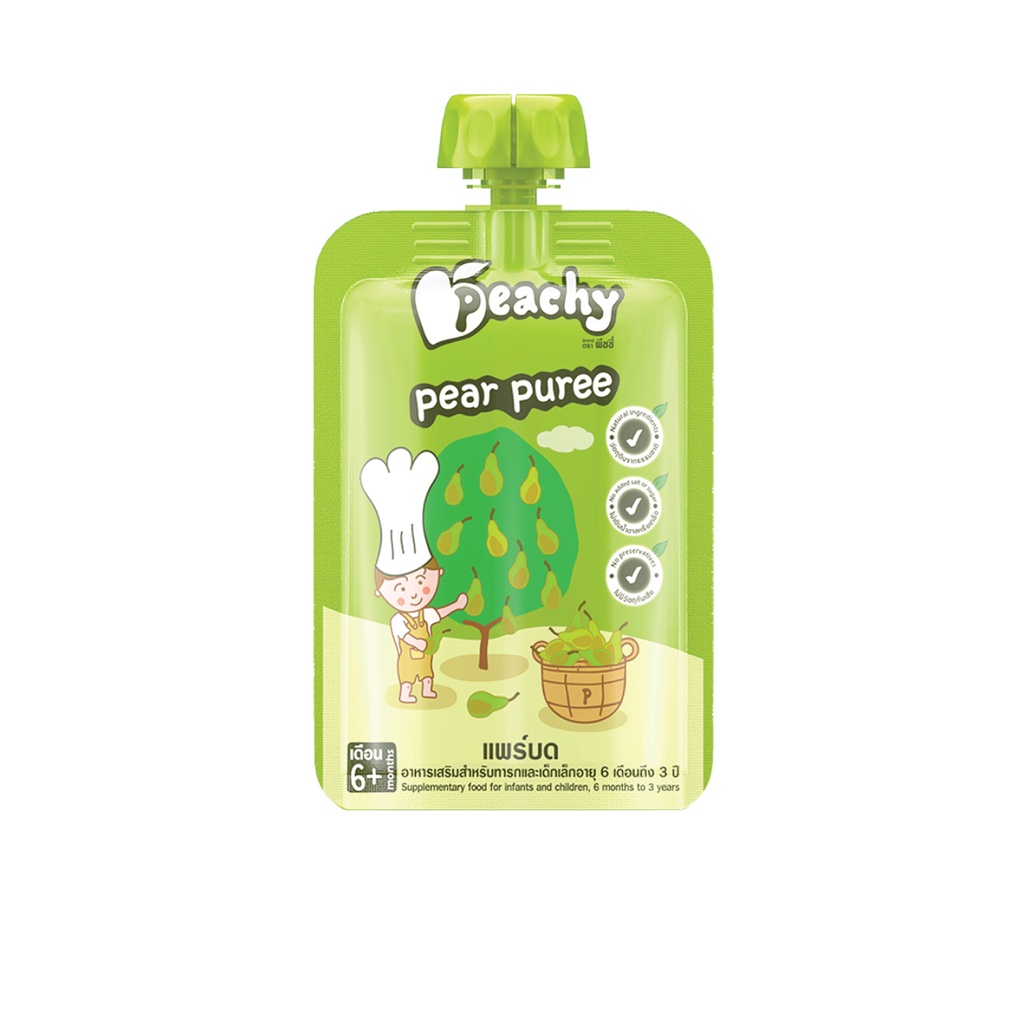 Peachy อาหารเสริมสำหรับเด็ก รสแพร์บด 100% 1ถุง (R12)