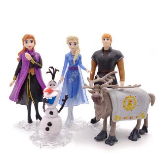 ฟิกเกอร์ frozen 2 frozen elsa anna สําหรับตกแต่งเค้ก 5/6 ชิ้น