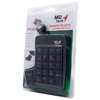 MD-TECH คีย์บอดตัวเลข แบบเก็บสาย USB (ของแท้) Numberic Keypad PT-970 Hot (Black) "MD-TECH"