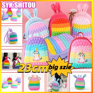 2in1 Unicorn Backpack Push Pop it cute Rabbit Unicorn School Bag Bubble Fidget Kids Backpack Coin Purse Toy