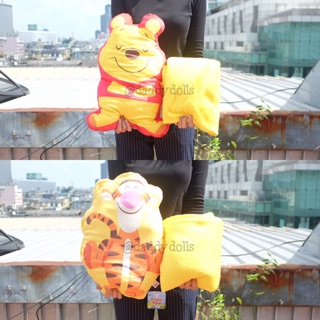 หมอนผ้าห่ม Pooh หมีพูห์ &amp; Tigger ทิกเกอร์ 2D นุ่มนิ่ม 16นิ้ว (100x150cm)