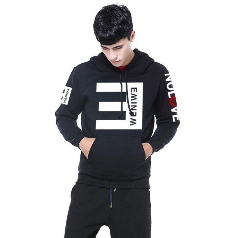 Eminem Anti-E ขนแกะ Hoodie เสื้อกันหนาวผู้ชายแขนยาวผ้าฝ้าย Hooded Jacket Coat