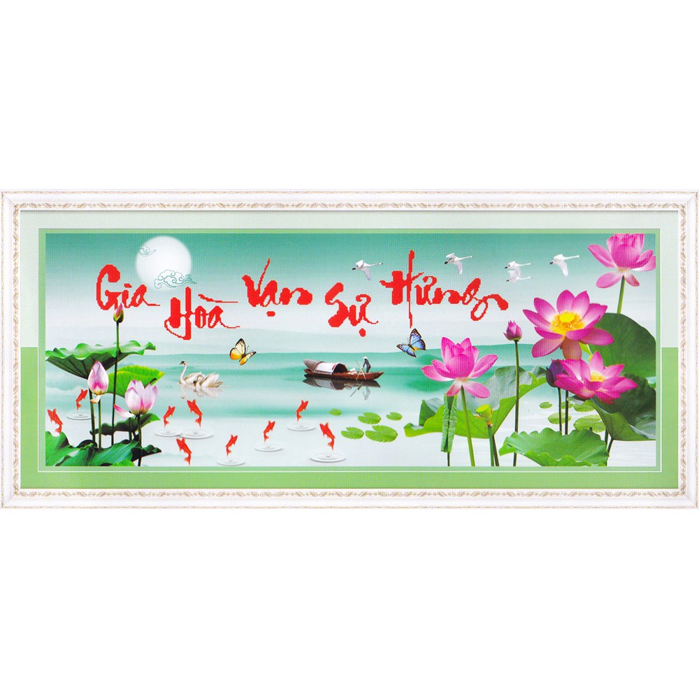 Gia Hoa Van Su Hung 3D Cross ภาพวาดเย็บปักถักร้อย 222845 (CUSTOMERS OWN EMBROIDERY) ขนาด: 110X48CM