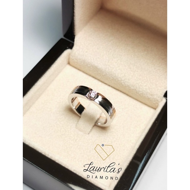Laurita’s Diamond 💎 แหวนทองคำขาว โรสโกลด์ ประดับเพชรแท้ 0.231 กะรัต D Color IF นำหนักทอง 9.89 กรัม (