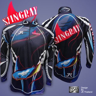 เสื้อตกปลา JK Thailand  เสื้อสำหรับกีฬากิจกรรมกลางแจ้ง ลาย Stingray ป้องกันรังสี UV 80% แห้งเร็ว