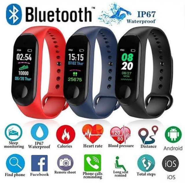 (พร้อมส่ง)Smart Watch M3 นาฬิกาออกกำลังกาย นับก้าวเดิน การเต้นของหัวใจ