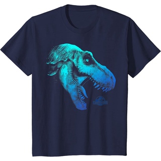 [S-5XL]เสื้อยืด ผ้าฝ้าย พิมพ์ลายกราฟฟิค Jurassic World Two T-Rex ไล่โทนสีฟ้า แฟชั่นสําหรับผู้ชาย