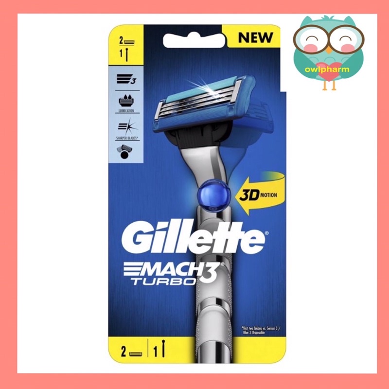 Gillette Mach 3 Turbo 3D Motion Razor + 2 ตลับ