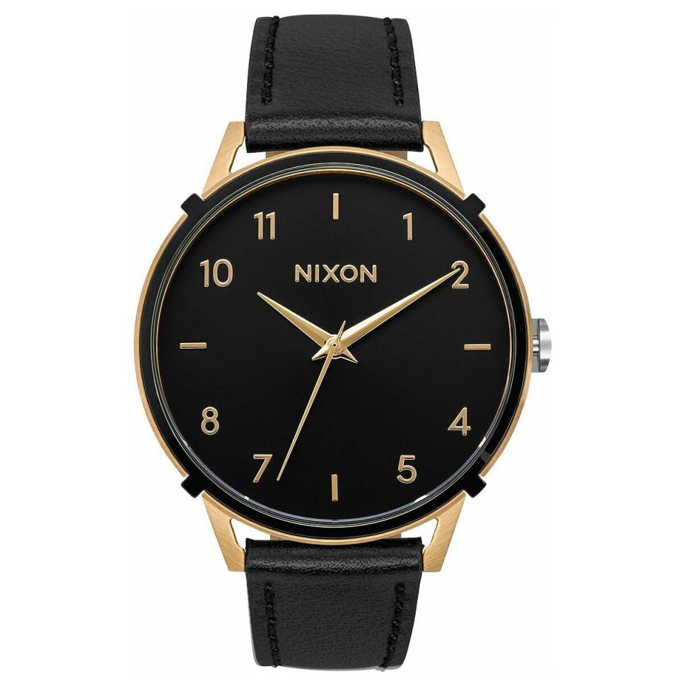 Nixon ARROW รุ่น NXA10913222-00 นาฬิกาข้อมือผู้ชาย สายหนัง สีดำ/ทอง หน้าปัด 38 มม.