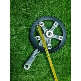 จานดูด ใบเหล็ก Fix Gear 42 ฟัน พร้อมขาจานมิเนียม มี 2 สีให้เลือก สีดำ-เงิน (สามารถเปลี่ยนใบจานได้)