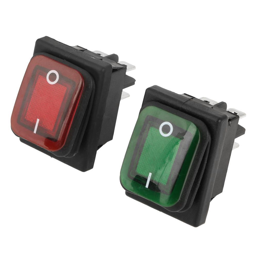 Red 2 Pin Waterproof Rocker pcs Green 4 Lamp Black /set Position ON-OFF Switch