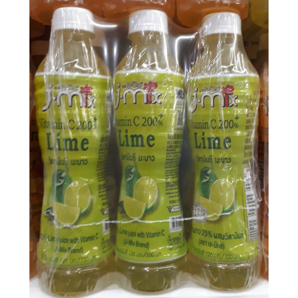 ส่งฟรี  J-MIX VITAMIN C 200+ LIME JUICE เจ-มิกซ์ วิตามินซี 200พลัส รสมะนาว ขนาด 380ml ยกแพ็ค 6ขวด เจมิกซ์ น้ำมะนาว     ฟรีปลายทาง