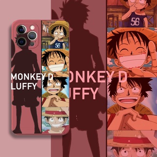 เคสโทรศัพท์มือถือ ซิลิโคน กันกระแทก พิมพ์ลายอนิเมะ One Piece Luffy สําหรับ iPhone 13 12 11 Series