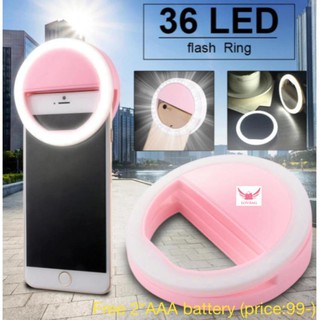 Camera Ring Flash Fill-in Light 3 Brightness Levels For Smartphones แฟลชมือถือ (Pink)