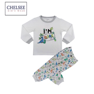 Chelsee ชุดนอนแขนยาว เด็กผู้ชาย รุ่น 127828 อายุ 2-12 ปี ผ้าแซนวิช 100%Cotton+Poly ผ้านุ่ม ชุดนอนเด็กโต เสื้อผ้าเด็ก