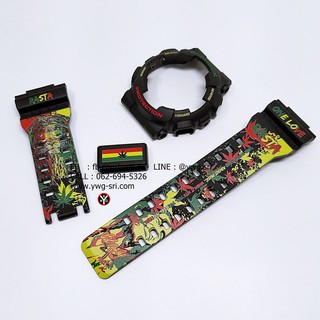 กรอบสาย G-SHOCK แท้ สีดำด้าน สกรีนลาย RASTA ใส่ได้กับรุ่น GA-100 ,GA-110 ,GA-120 ,GA-140 ,GAX-100 ,GD-100 ,GD-120