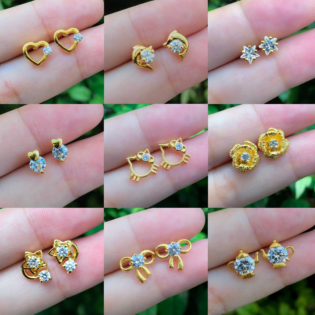 [ ลดเพิ่ม 30% เก็บโค้ดหน้าร้าน] 1คู่ ต่างหู CZ (วัสดุอย่างดี ไม่ลอกดำ แพ้ง่ายใส่ได้) CN Jewelry