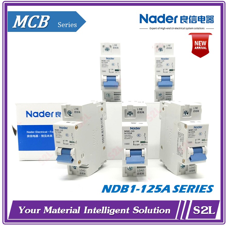 【NADER】NDB1-125/1, NDM1-125 C125/1 MCB Breaker 1P, 125A Nader นาเดอร์ เบรคเกอร์ 【New Series】