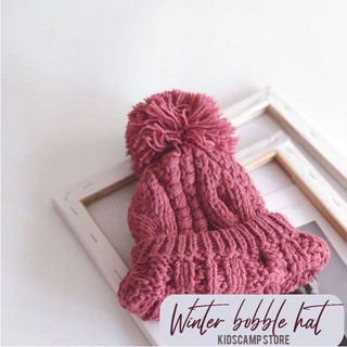 Winter bobble hat หมวกไหมพรม(ของเด็ก) ถักขนนุ่ม หนา อุ่นมากๆค่าสีสวยมากๆ