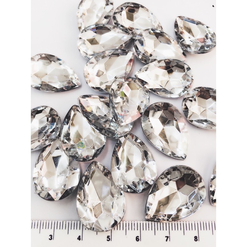 พลอยรูปหยดน้ำก้นนูนขนาด2.5cm10ชิ้น ตกแต่งเครื่องประดับ