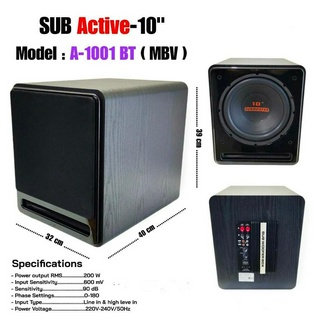 ตู้ลำโพงซับเบส Active Sub Woofer Speake  SUB Active ขนาด10" มีแอมป์ในตัว  A-1001 BT