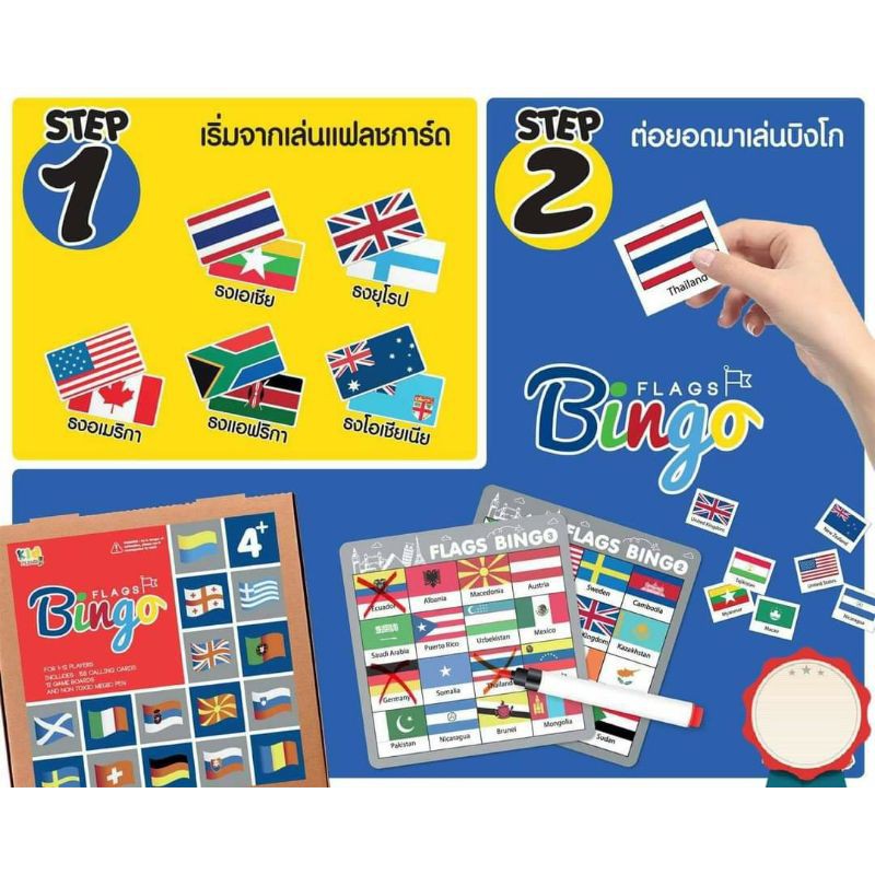 เกมบิงโกธงชาติทั่วโลก 156 ประเทศ Flag Bingo 2WinBookToys
