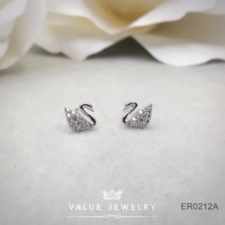 ต่างหูแป้น ฝังคริสตัลละเอียด ลายหงส์สวา Swarovski มี3สี ขนาดเล็ก ตุ้มหู เครื่องประดับ ER0203 ER0212 ER0701 ValueJewelry