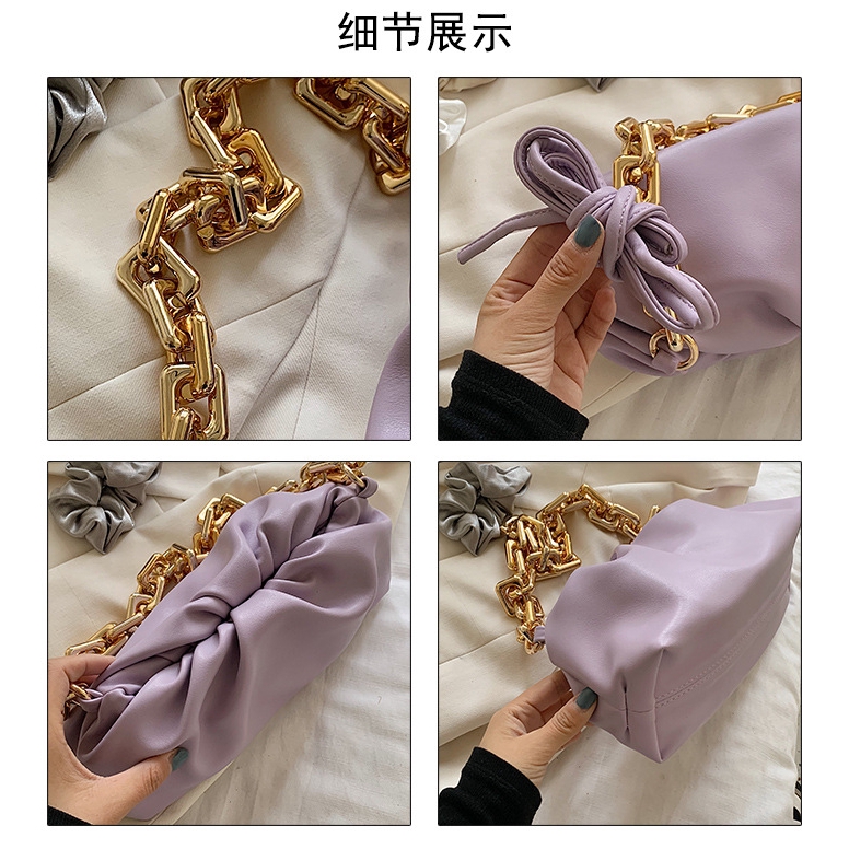 JASMIN NOIR กระเป๋าสะพาย สายโซ่ หนัง PU สีพื้น ทรงเมฆ สไตล์ลำลอง สำหรับผู้หญิง