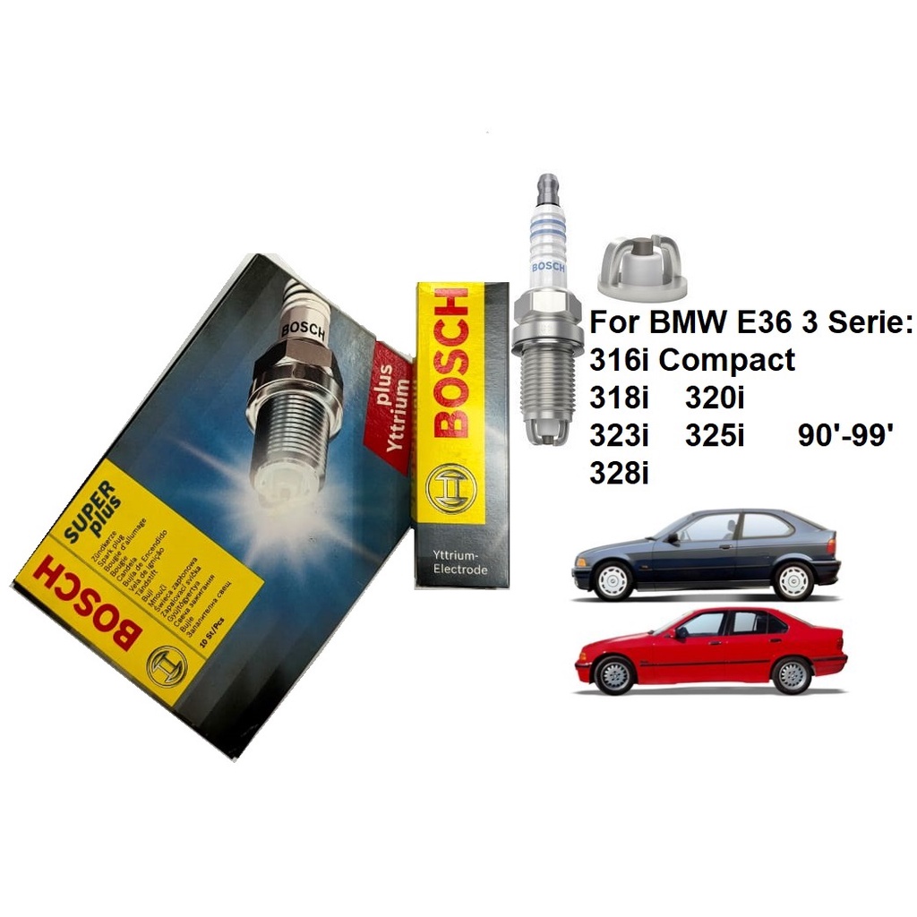 หัวเทียนนิกเกิล FR7LDC + Bosch 0242235668 Super Plus BMW E36 3 Series 316 318 320 323 325 328