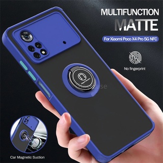 เคสโทรศัพท์มือถือ แบบแข็ง ผิวด้าน กันกระแทก พร้อมแหวนเคส สําหรับ Xiaomi Poco X4 M4 M3 Pro 4G 5G