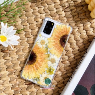 เคสดอกไม้ เคสดอกทานตะวันสีเหลือง ดอกไม้จริง  i13 pro max s22 ultra note20 a53 a73 reno7 v23 เคสกันกระแทก