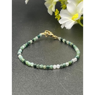 MossAgate 2mm bracelet for woman สร้อยข้อมือ Moss Agate 2mm สำหรับผู้หญิง