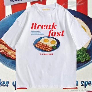 GP เสื้อ Break fast ผ้าCotton 100% มีสองสี ทั้งทรงปกติและ OVERSIZE oversize SML