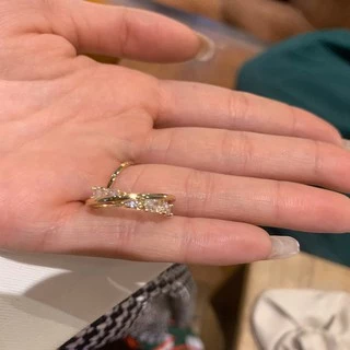 แหวนเปิด Zircon ที่ละเอียดอ่อน แฟชั่นไมโครแทรก Zircon Ring แหวนนิ้วชี้ Double Layer ที่ละเอียดอ่อนสำหรับผู้หญิง