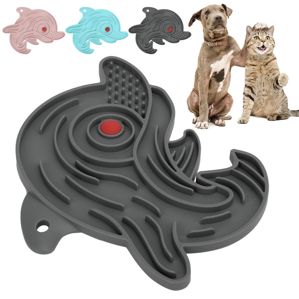 Dolphin Shape Lick Mat Slow Feeders Dog Puzzle Training Feeding for Cats and Small Medium‑Sized Dogs
